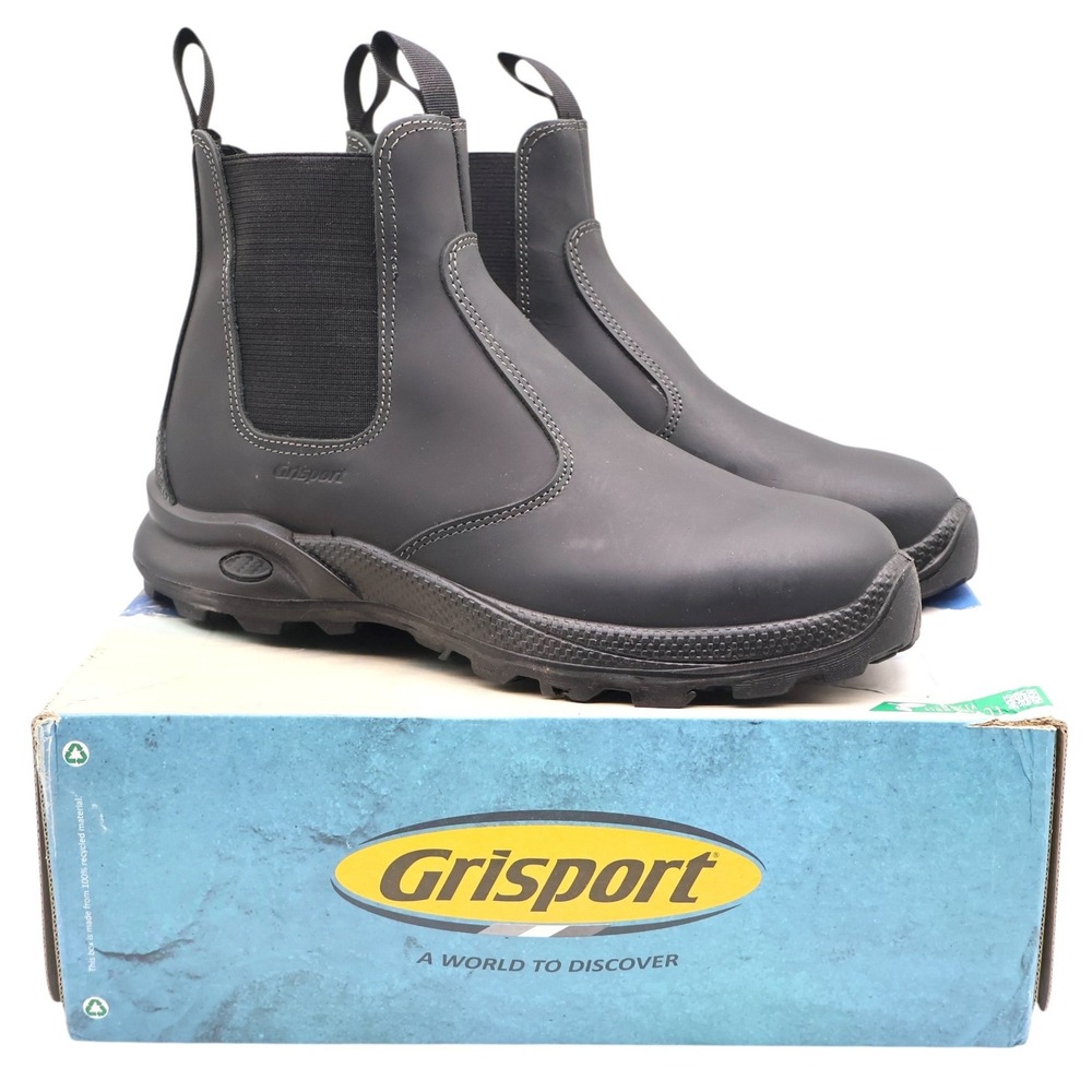 Grisport Cardigan Chelsea Boots Mens 10.5 Black Leather Pull On Italy 7003D8